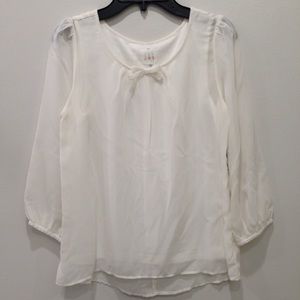 NWT Girls Chiffon Bow Back Top white